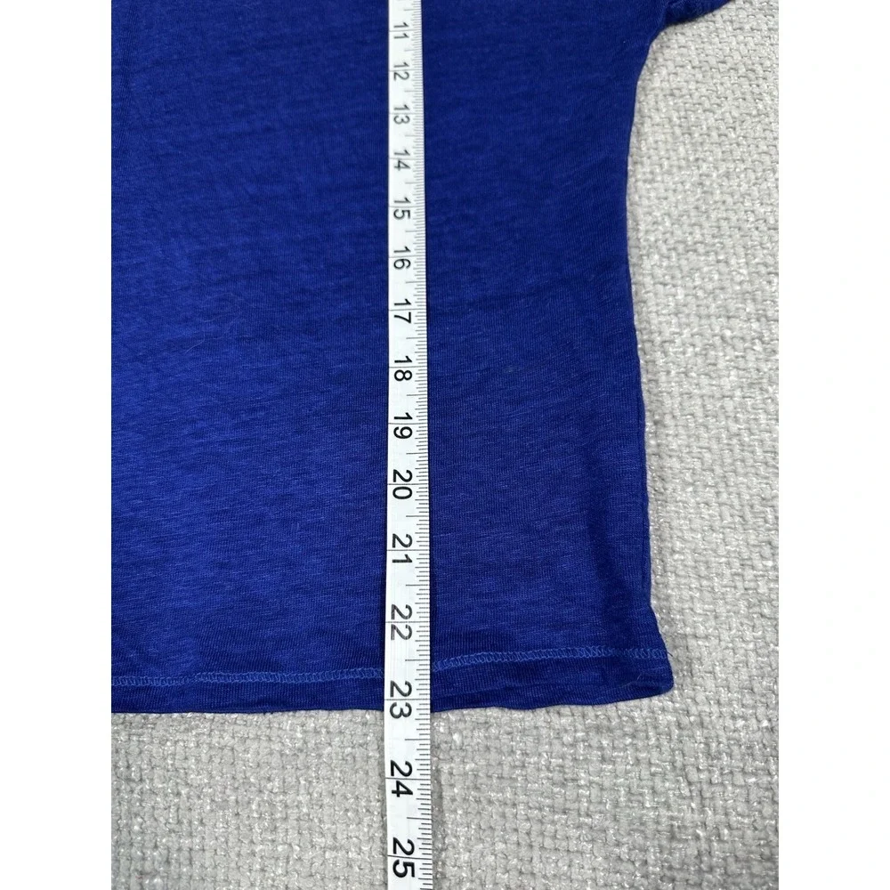 Chicos Linen Top Womens 1 Medium Blue T Shirt - Picture 4 of 6